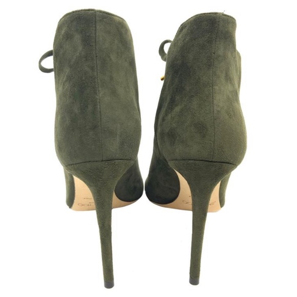Jimmy Choo Army Green Mavy Suede Lace Up Peep Boot - Picture 4 of 4